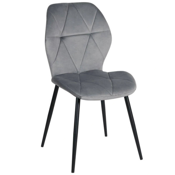 Scaun KEN, gri deschis/negru, stofa catifelata/metal, 47x55x87 cm
