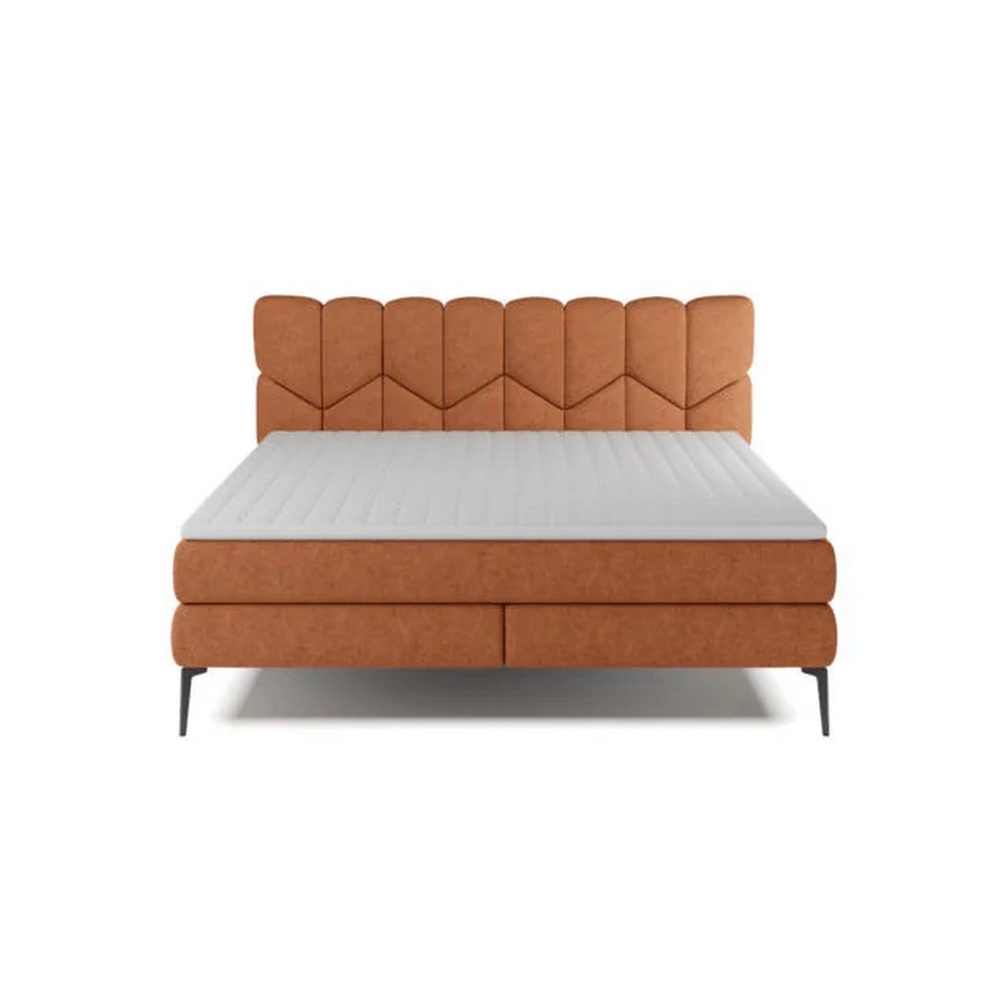 Pat boxspring BARI 140x200, personalizabil materiale Gama Premium, cu saltele si topper