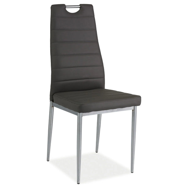 Scaun tapitat H260, gri/crom, piele ecologica/metal, 40X38X96 cm