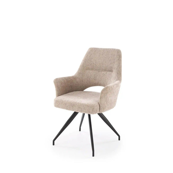 Scaun rotativ K542, bej/negru, stofa clasica/metal, 58x64x88 cm