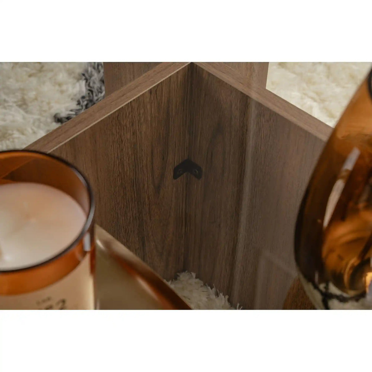 Masuta cafea FLAVIO, nuc/transparent, PAL/sticla, 105x65x30 cm