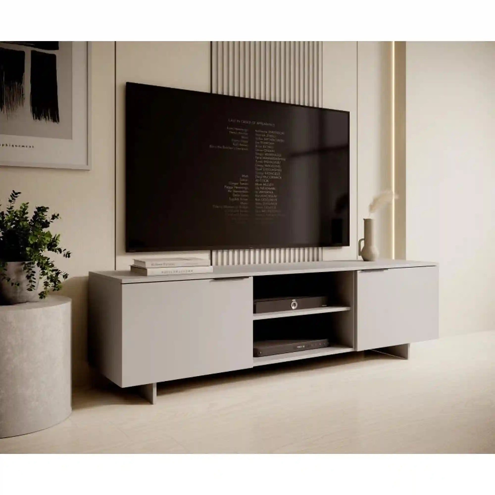 Comoda TV ALMA, casmir, PAL laminat, cu 2 usi, 180x42x55 cm
