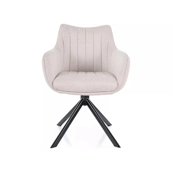 Scaun rotativ AZALIA, bej deschis/negru, stofa clasica/metal, 61x58x86 cm