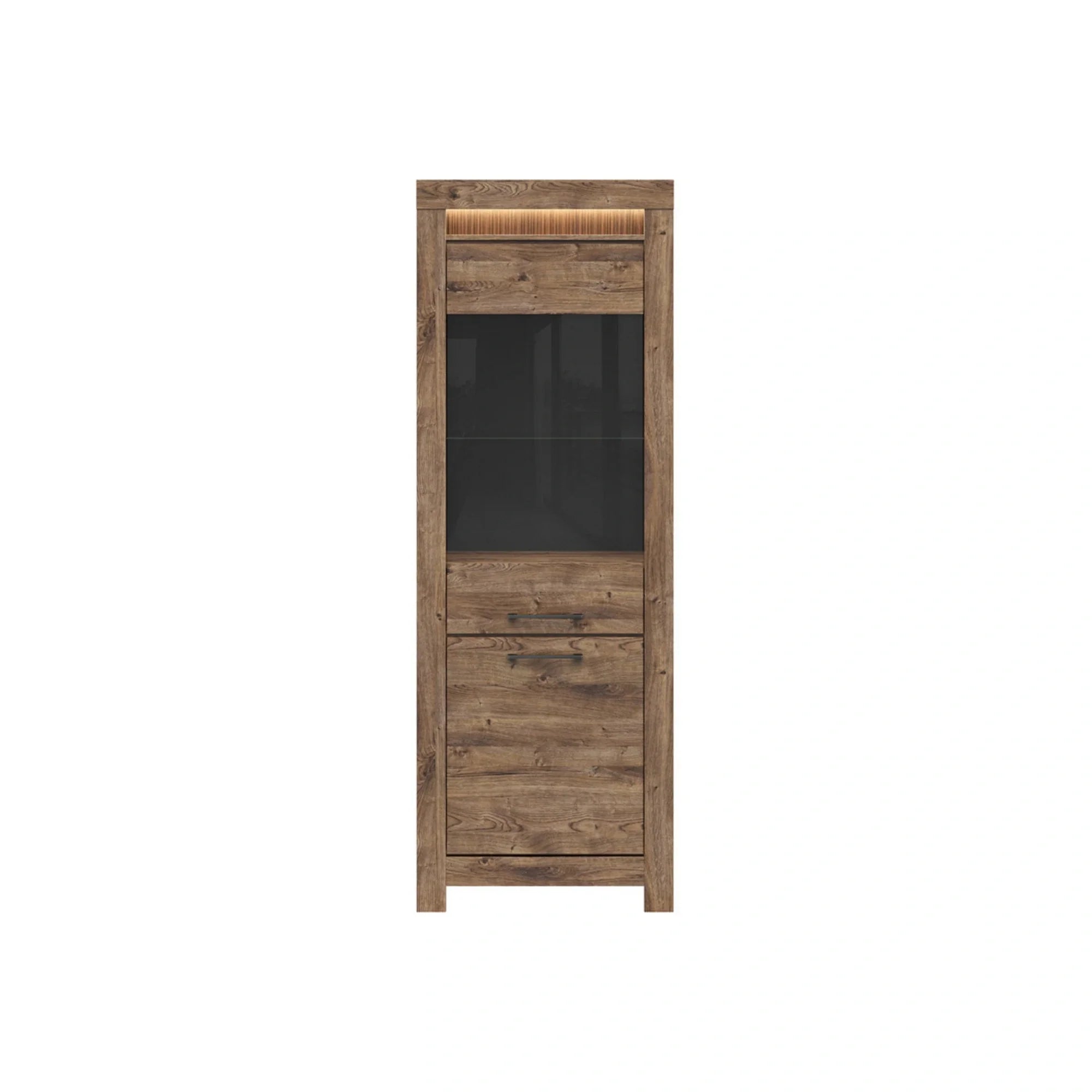 Vitrina TORIN, stejar, PAL/sticla securizata, 71x45x200 cm