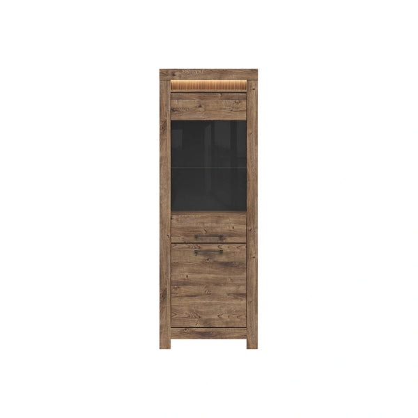 Vitrina TORIN, stejar, PAL/sticla securizata, 71x45x200 cm