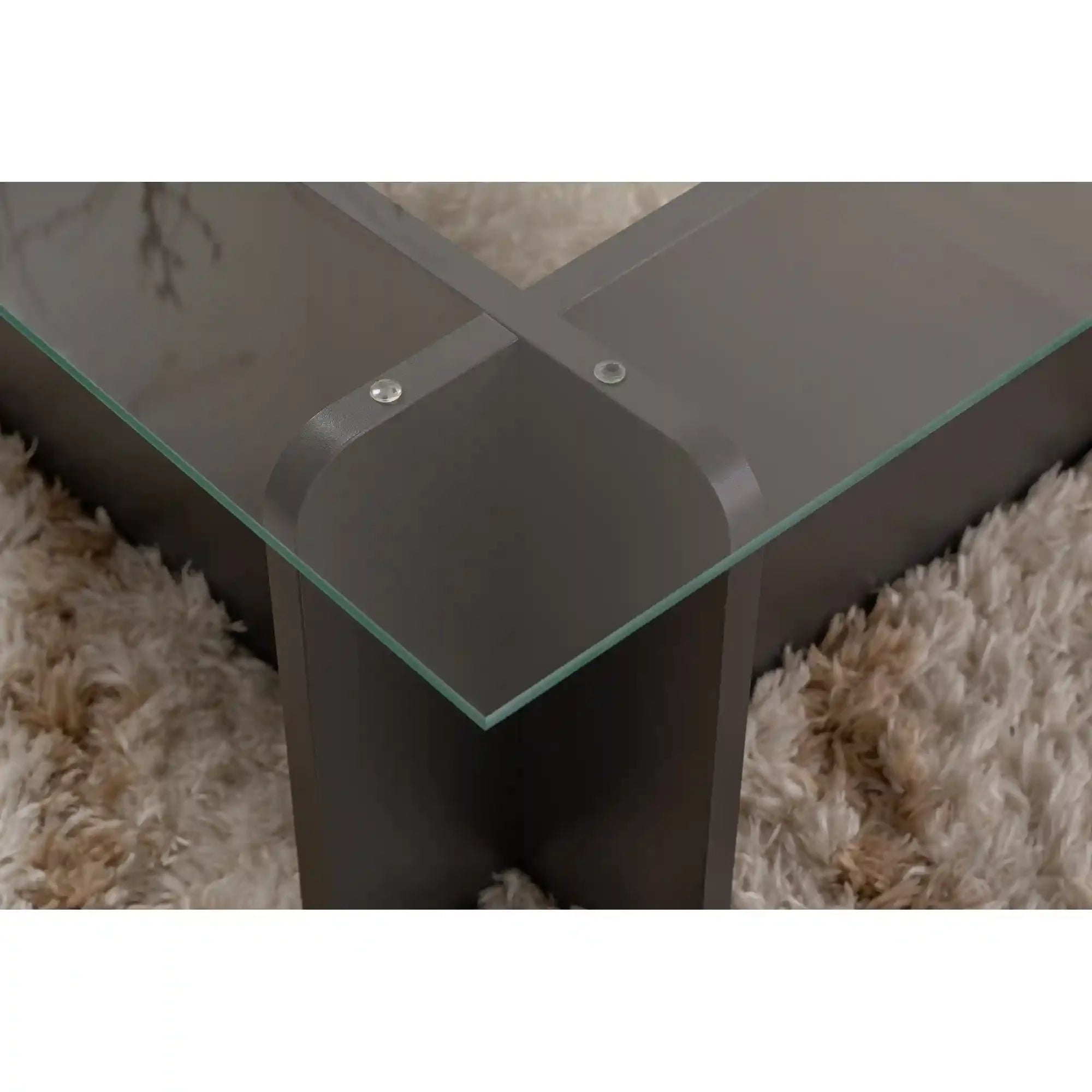 Masuta cafea FLAVIO, gri antracit/transparent, PAL/sticla, 105x65x30 cm