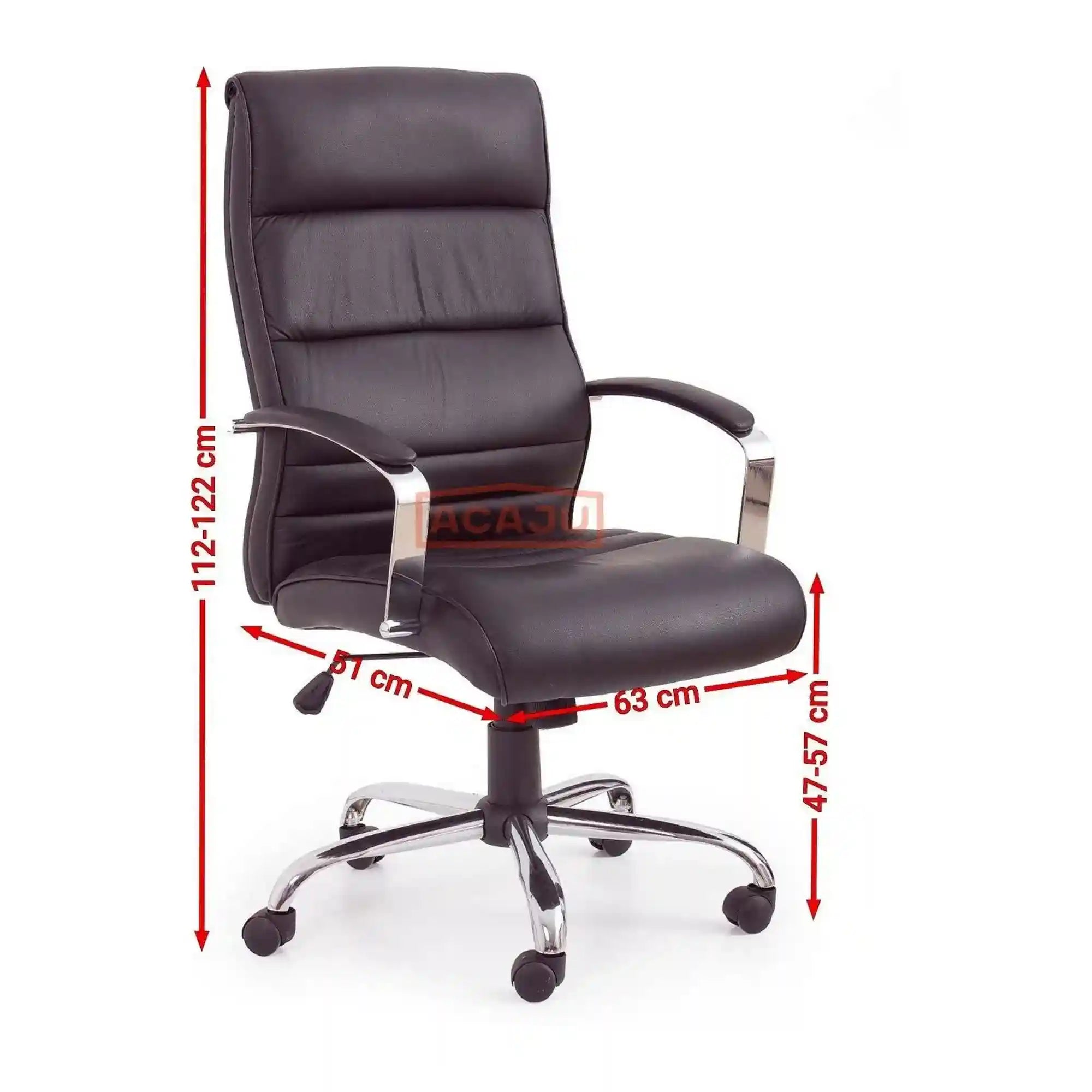 Scaun birou TEKSAS, negru, piele ecologica, 63x75x112/122 cm
