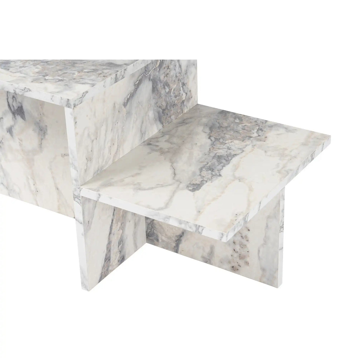 Masuta cafea HARMONY, alb cu efect de marmura, PAL, 80x40x40 cm