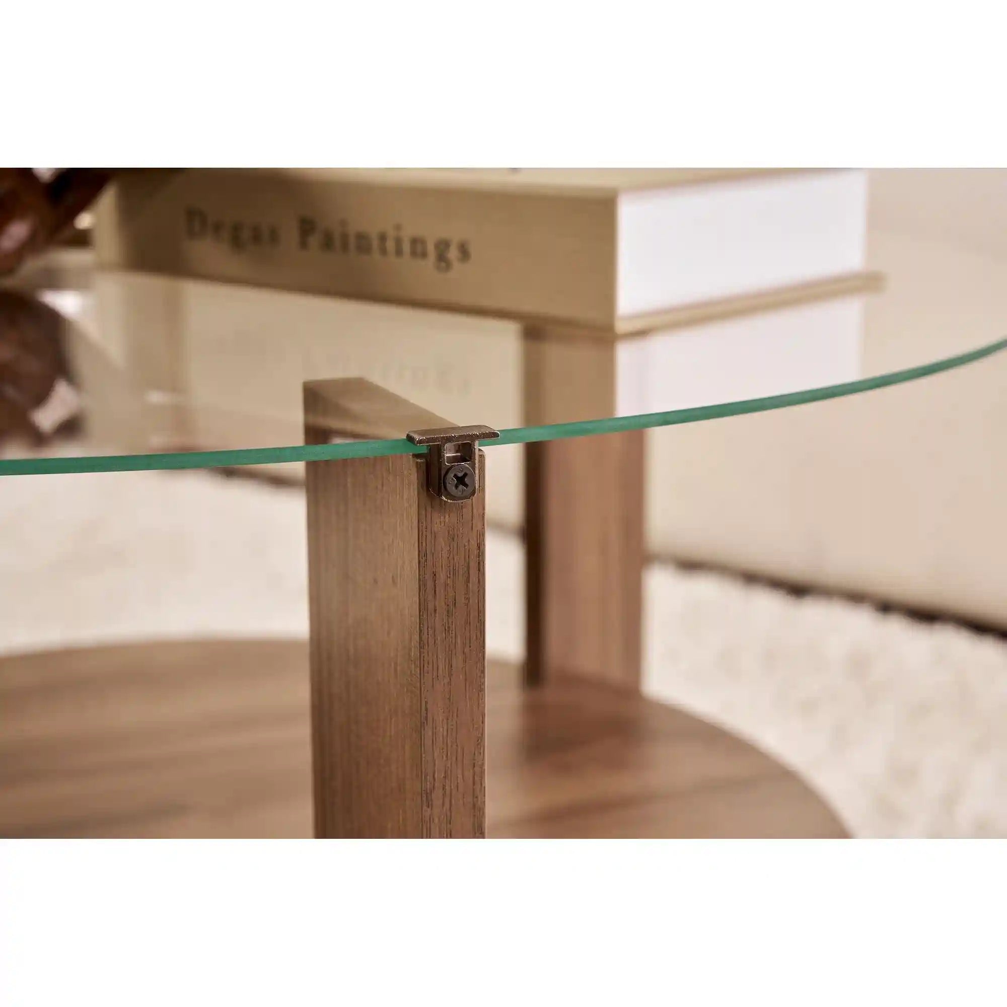 Masuta cafea CLARA, nuc, PAL/sticla, 75x75x40 cm