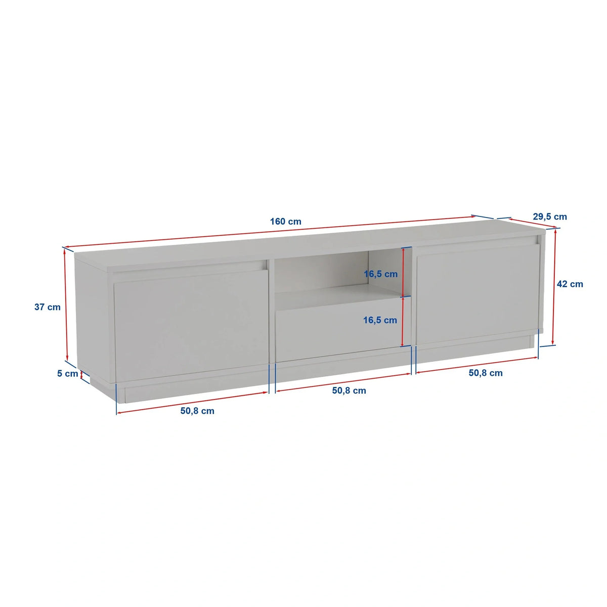 Comoda TV VANGUARD, gri, PAL, 160x30x42 cm