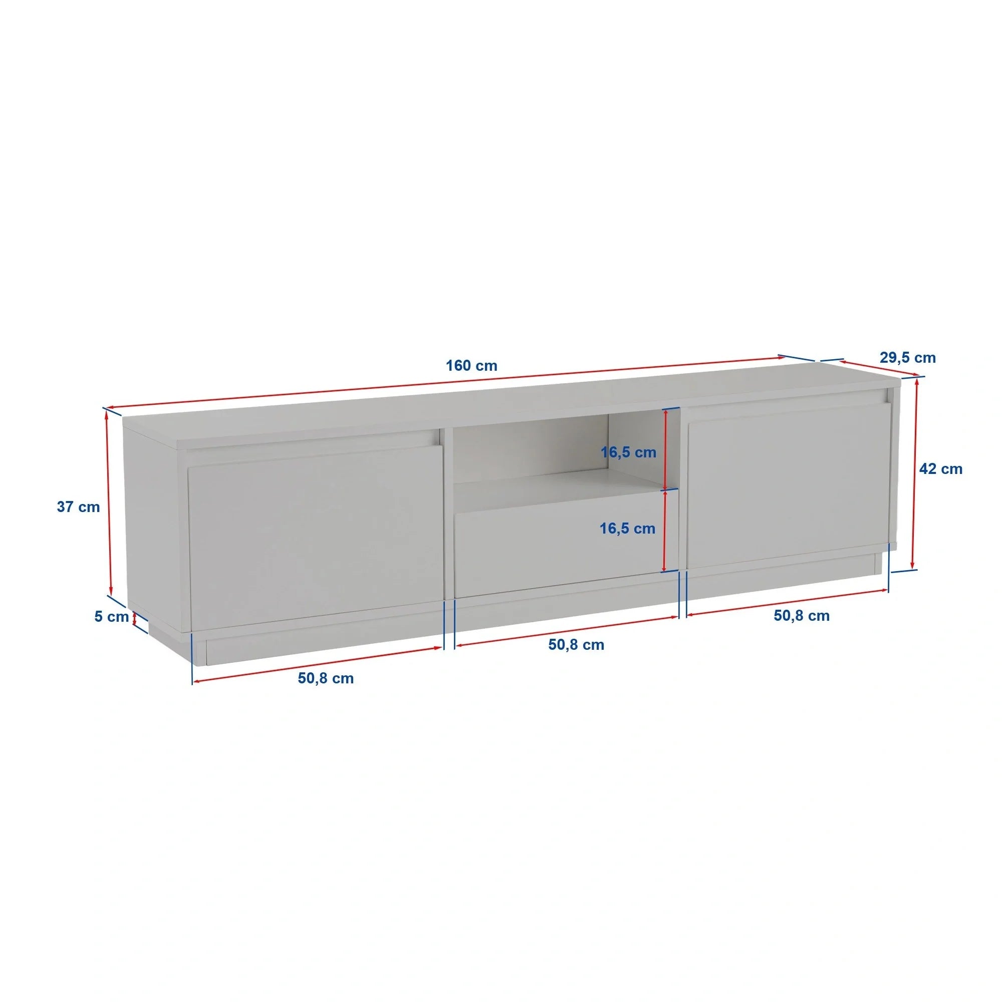 Comoda TV VANGUARD, gri, PAL, 160x30x42 cm