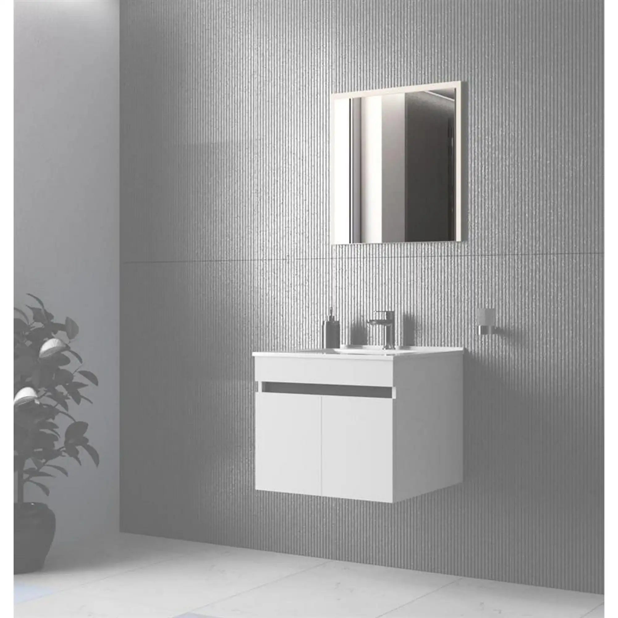Oglinda de baie FIGARO, alb, PAL laminat, 60x60 cm
