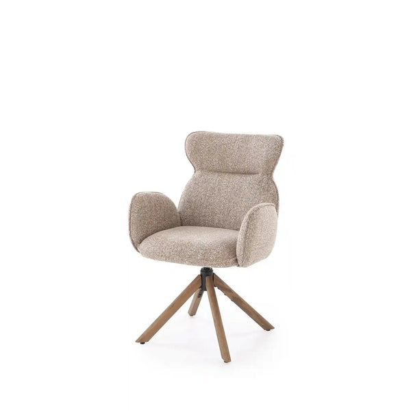 Scaun K585, bej inchis/nuc, stofa clasica/lemn, 63x64x93 cm