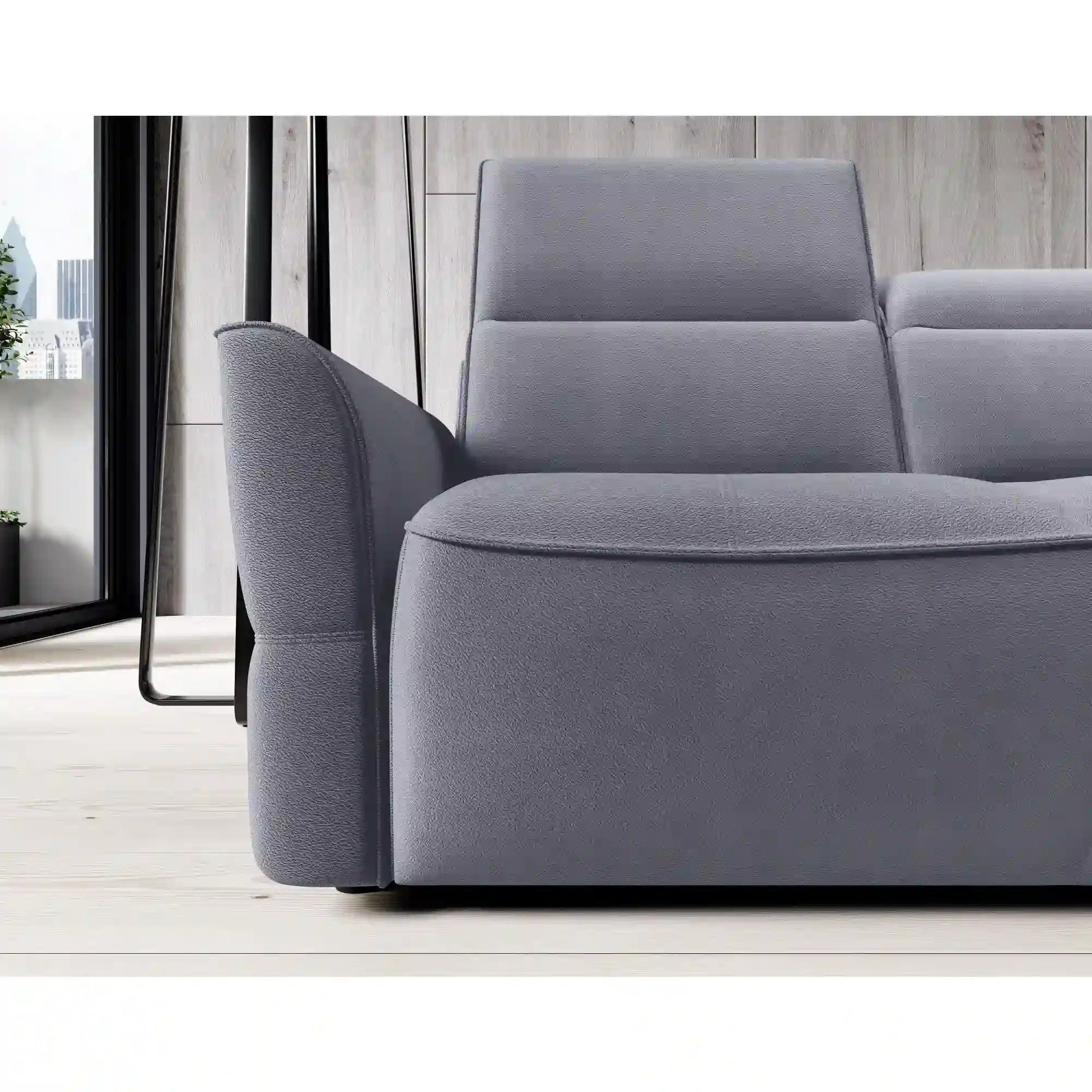 Coltar MURILLO L, personalizabil materiale gama Oferta Avantaj, cu reglaj electric, tetiere reglabile si lada depozitare, 261x218x100 cm