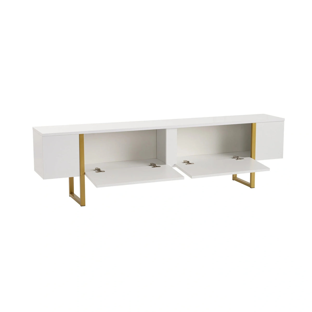 Comoda TV SERENITY, alb/auriu, PAL/metal, 180x30x50 cm
