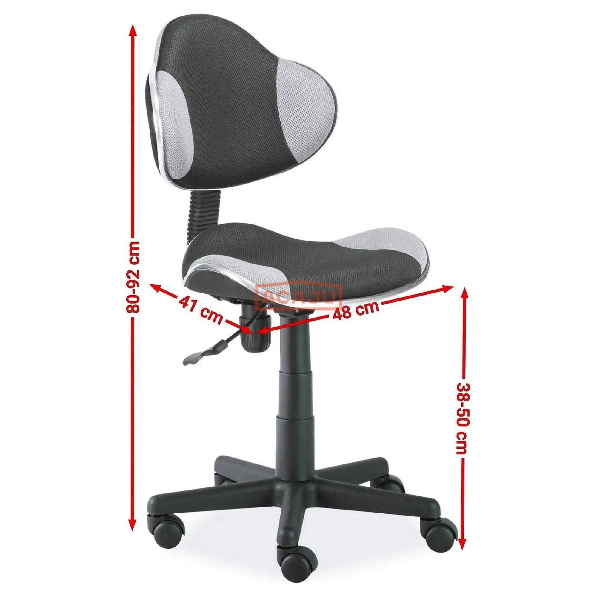 Scaun de birou Q-G2, negru/gri, stofa/plastic/metal, 48x41x80/92 cm