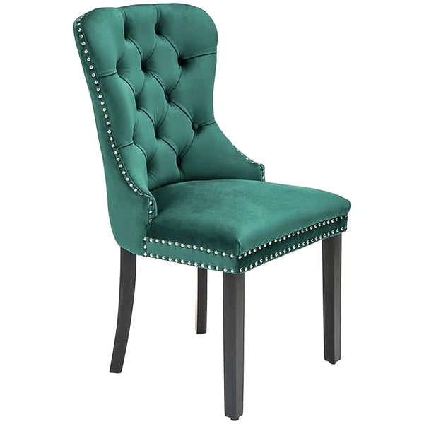Scaun tapitat MIYA, verde/negru, stofa catifelata, 54x60x100 cm
