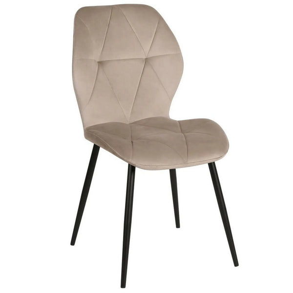 Scaun KEN, bej inchis/negru, stofa catifelata/metal, 47x55x87 cm