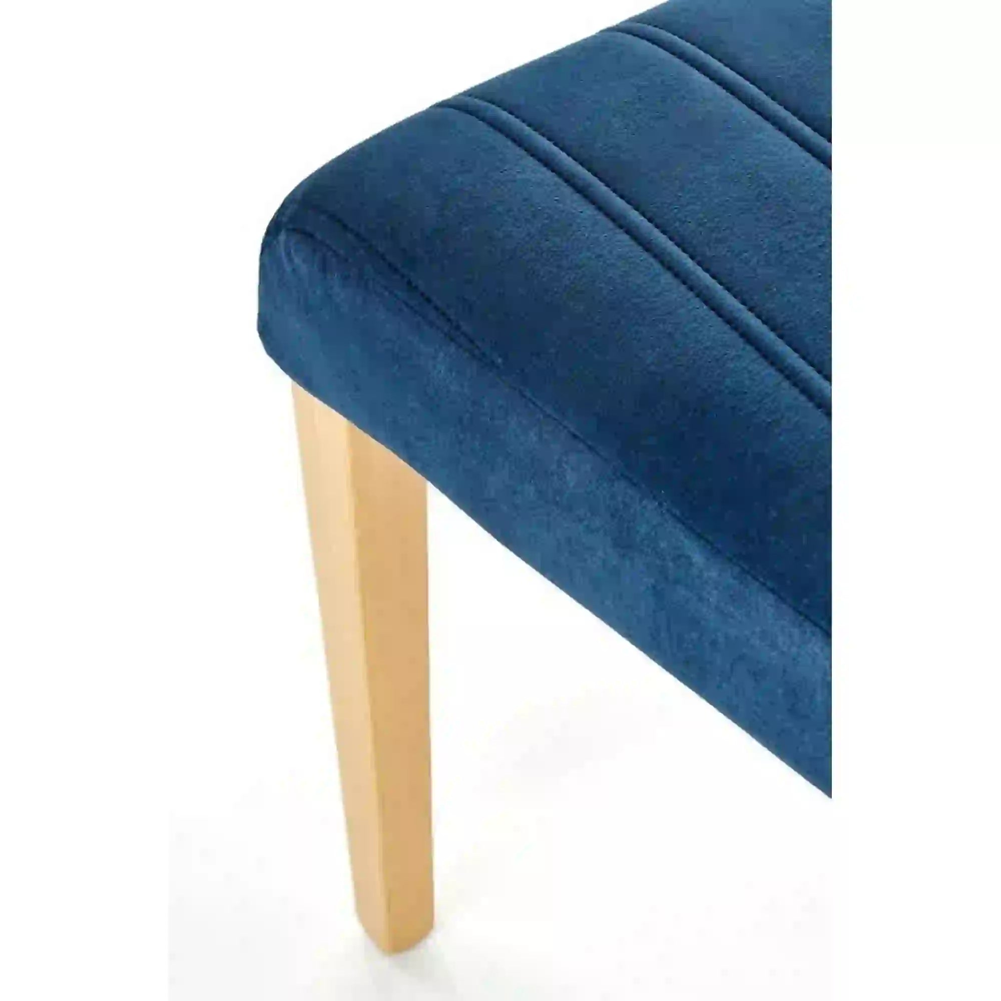 Scaun DIEGO 3, albastru marin/stejar miere, stofa catifelata/lemn de fag, 47x59x99 cm