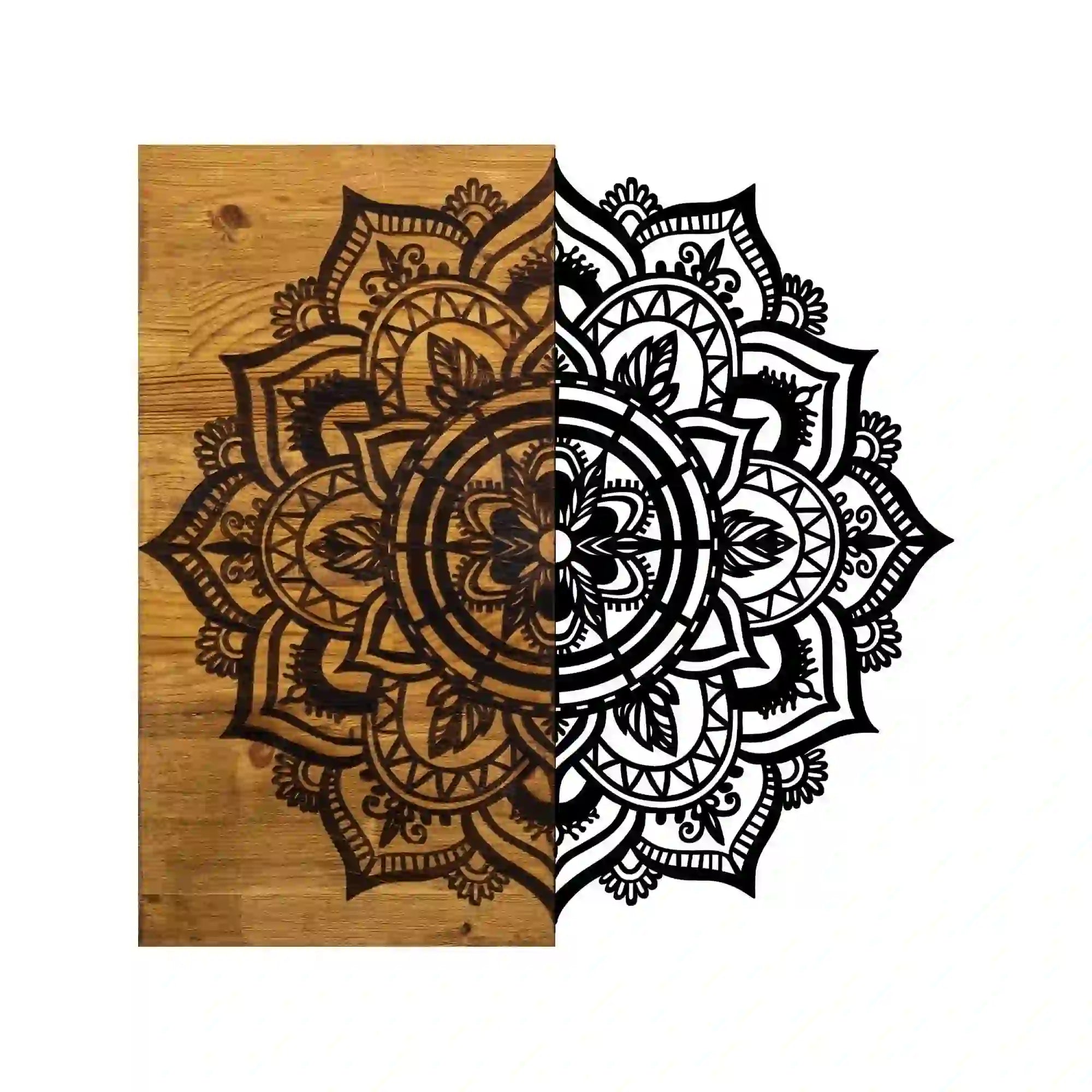 Decoratiune perete 899SKL2180, nuc/negru, lemn/metal, 59x3x58 cm