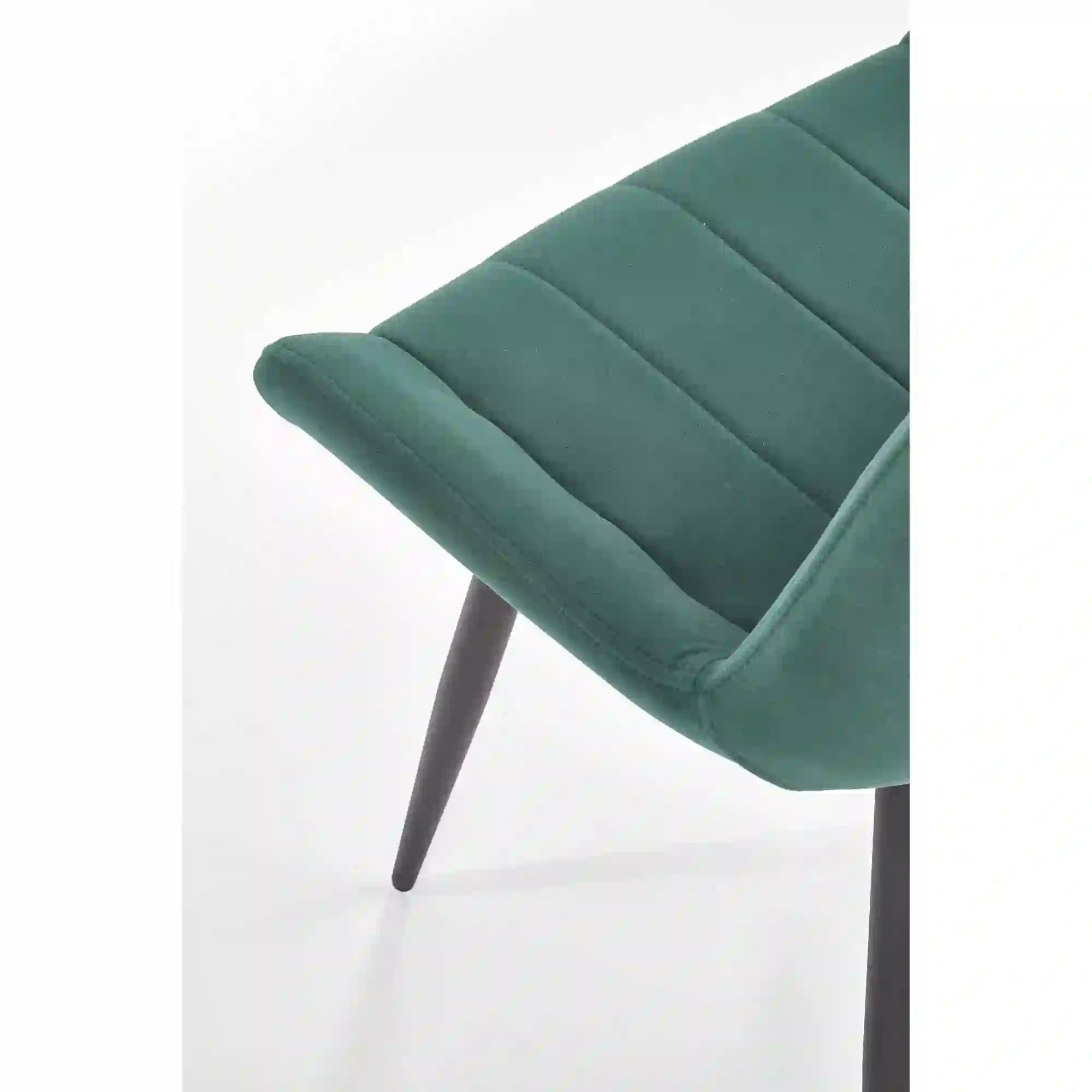 Scaun tapitat K388, verde/negru, stofa catifelata/metal, 53x61x87 cm