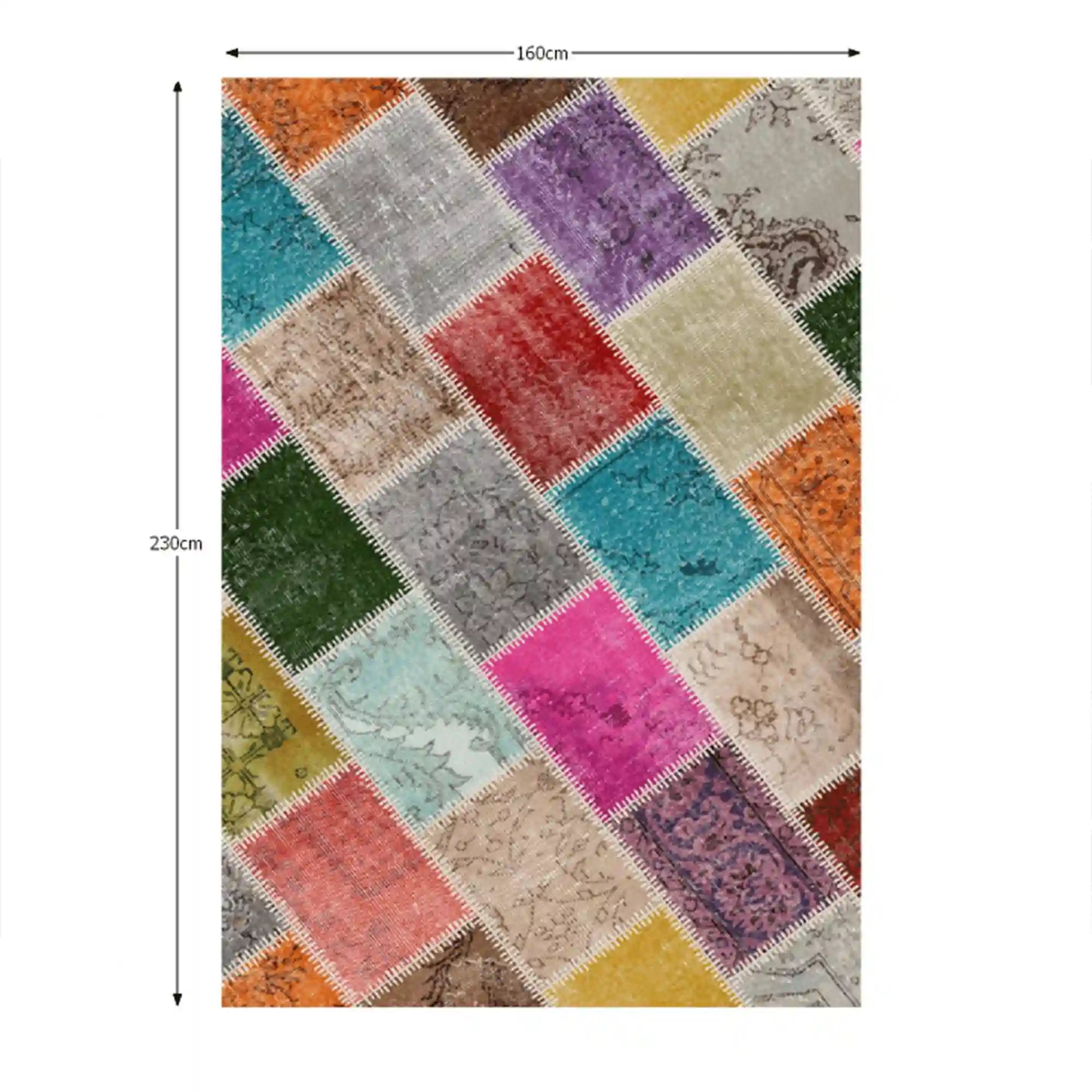 Covor ADRIEL, 160x230 cm, forma dreptunghiulara, poliester, multicolor