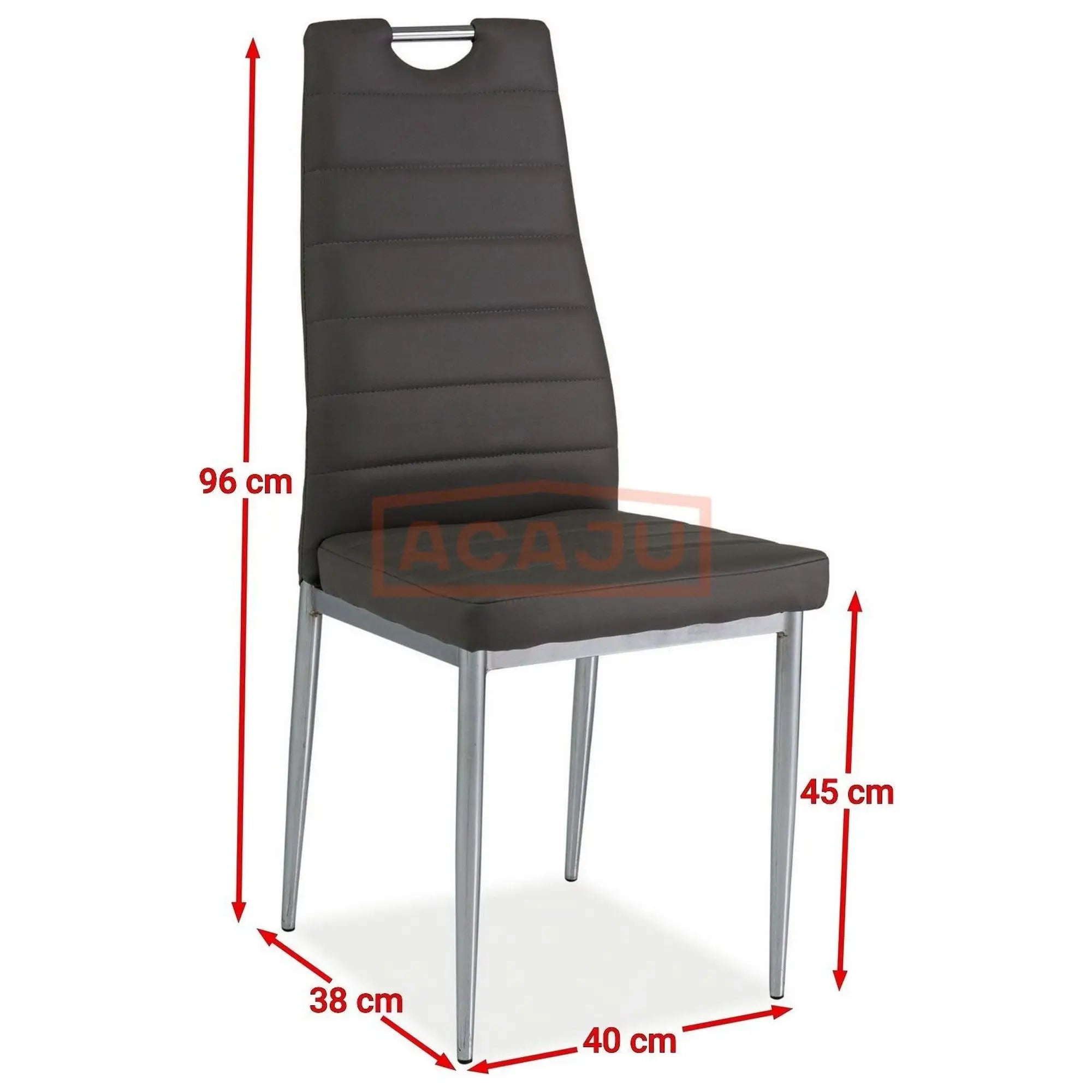 Scaun tapitat H260, gri/crom, piele ecologica/metal, 40X38X96 cm