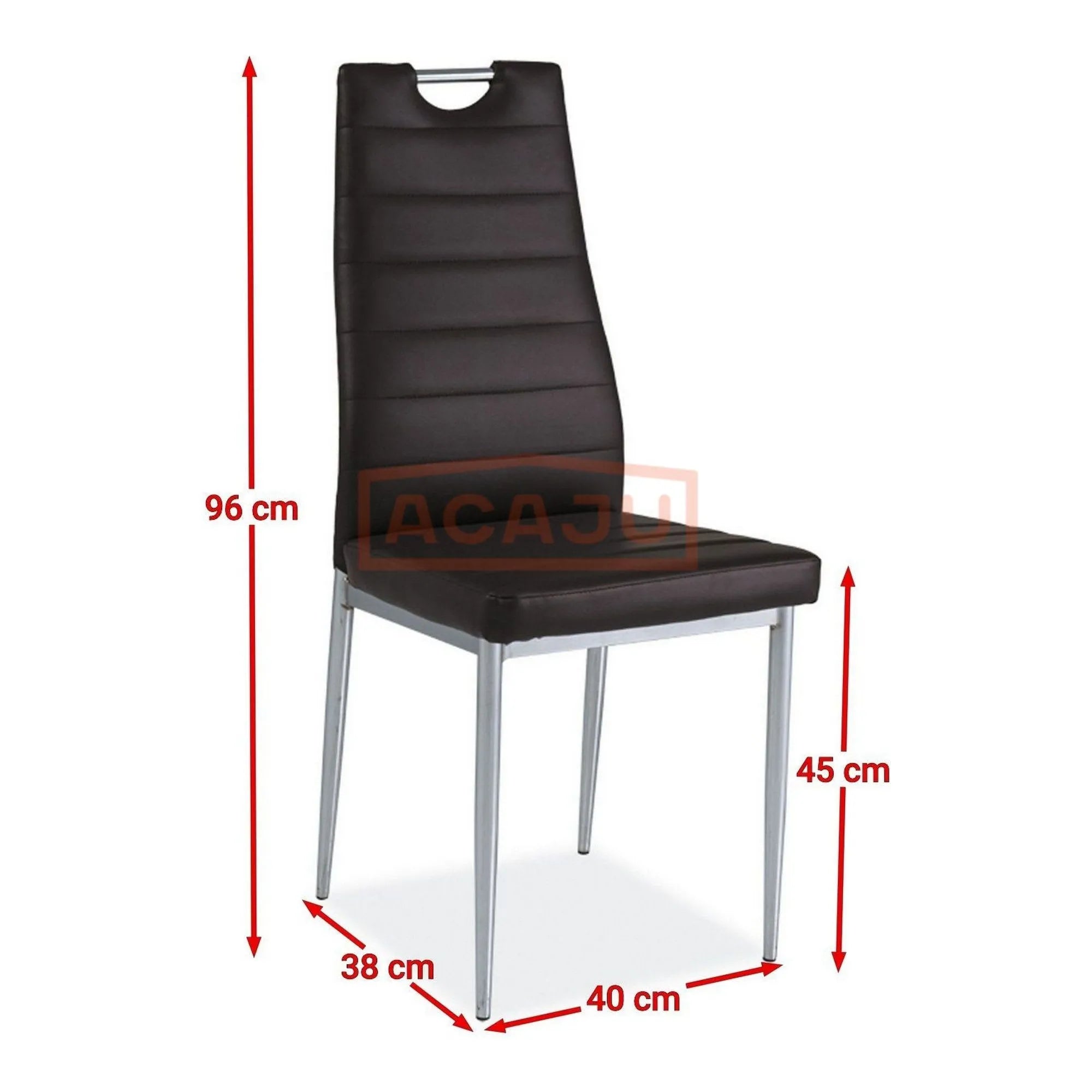 Scaun tapitat H260, maro/crom, piele ecologica/metal, 40X38X96 cm