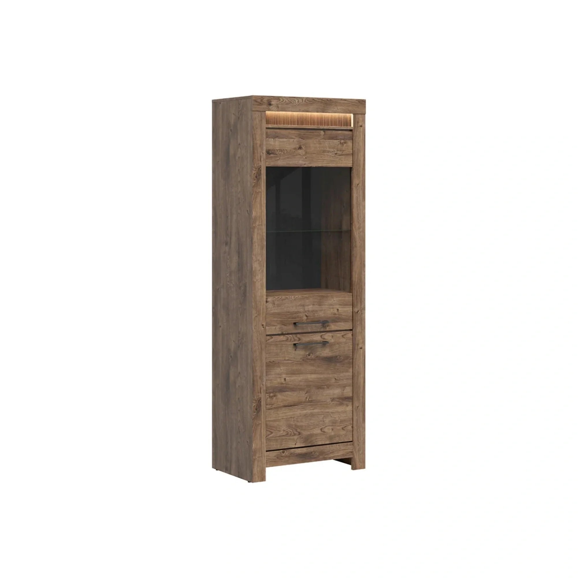 Vitrina TORIN, stejar, PAL/sticla securizata, 71x45x200 cm