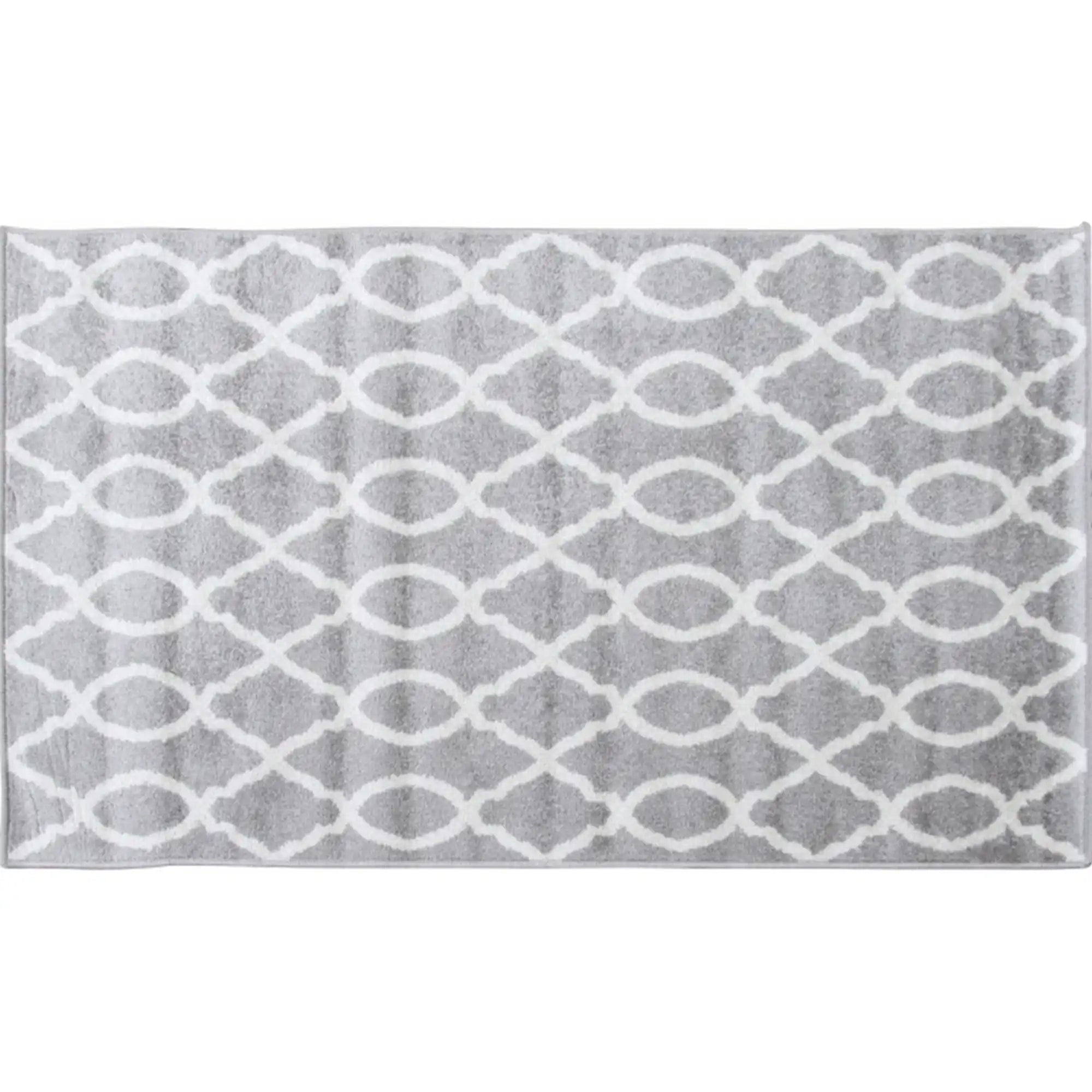 Covor DESTA, 160x235 cm, forma dreptunghiulara, polipropilena, gri deschis/alb