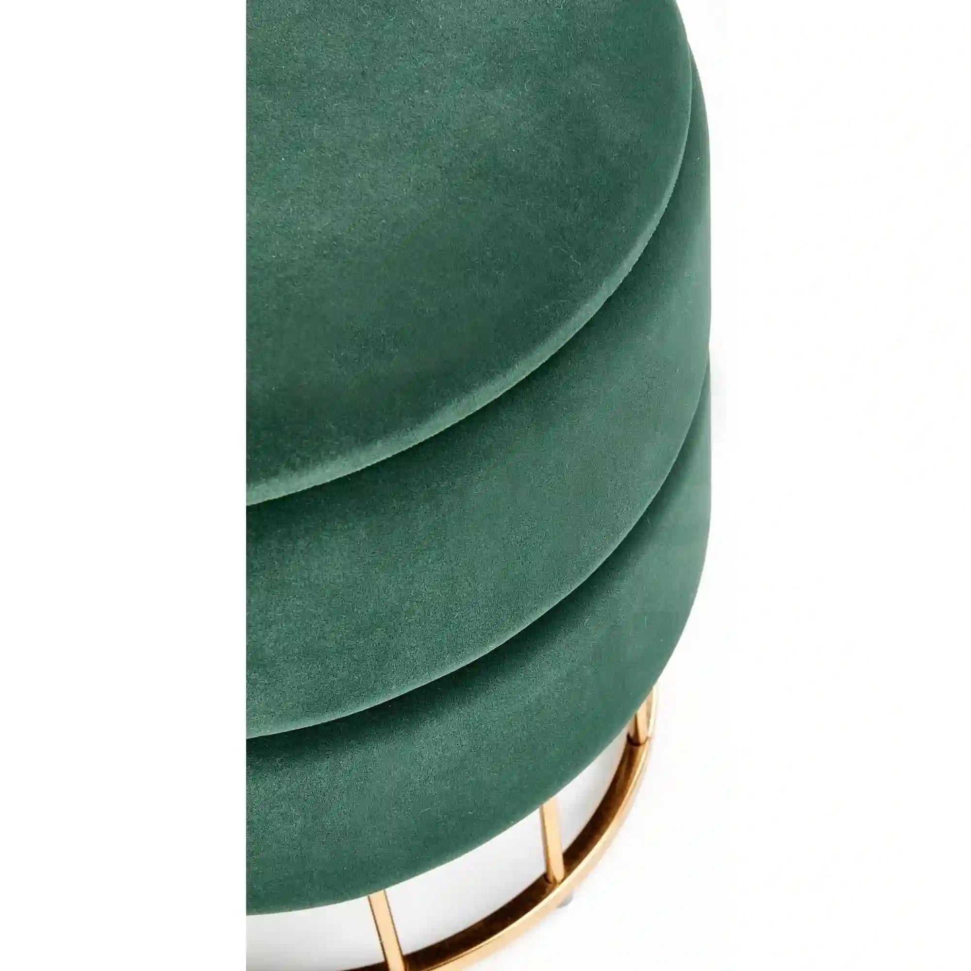 Taburet MINTY, stofa catifelata, verde inchis, cu spatiu de depozitare, 37x37x41 cm