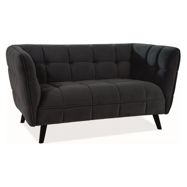 Canapea CASTELLO 2, negru - Bluvel 19, stofa catifelata/lemn, 145x85x78 cm