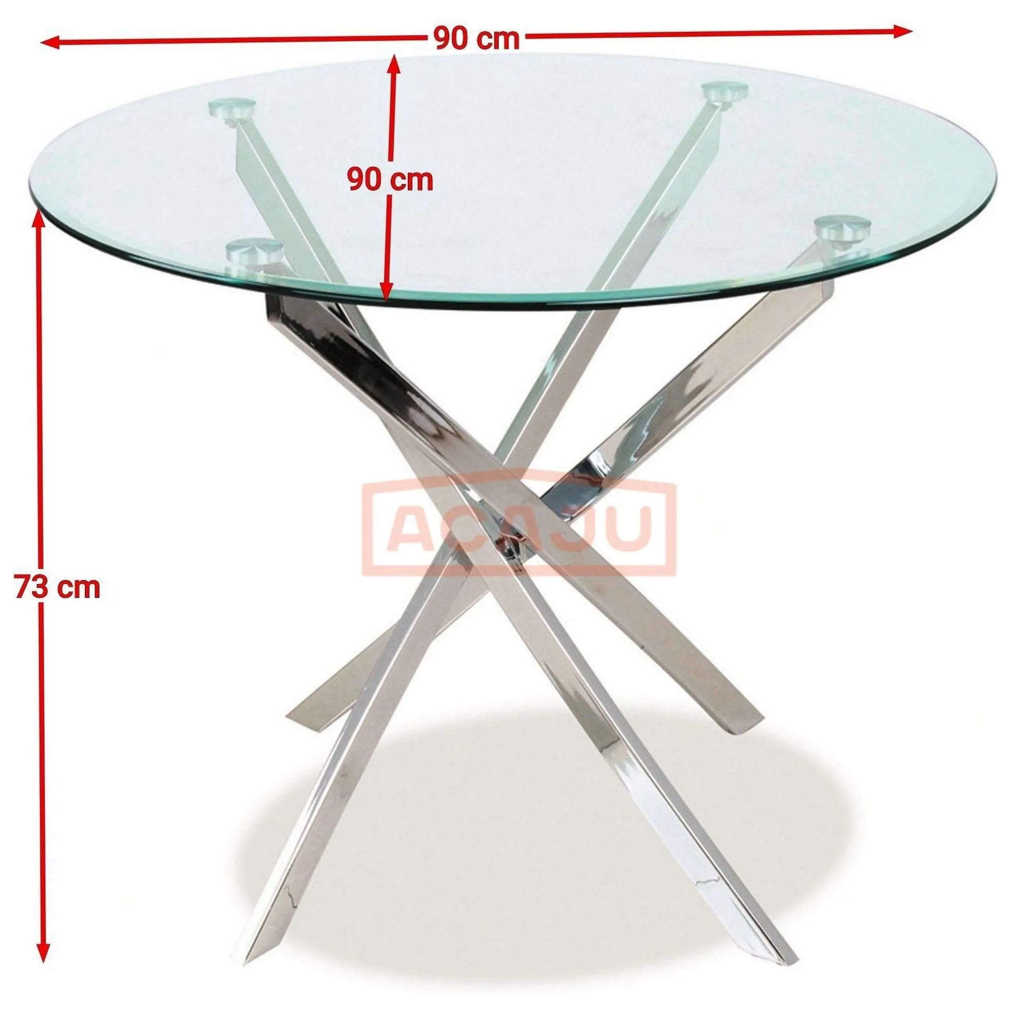 Masa AGIS, transparent/crom, sticla/metal, 90x90x73 cm
