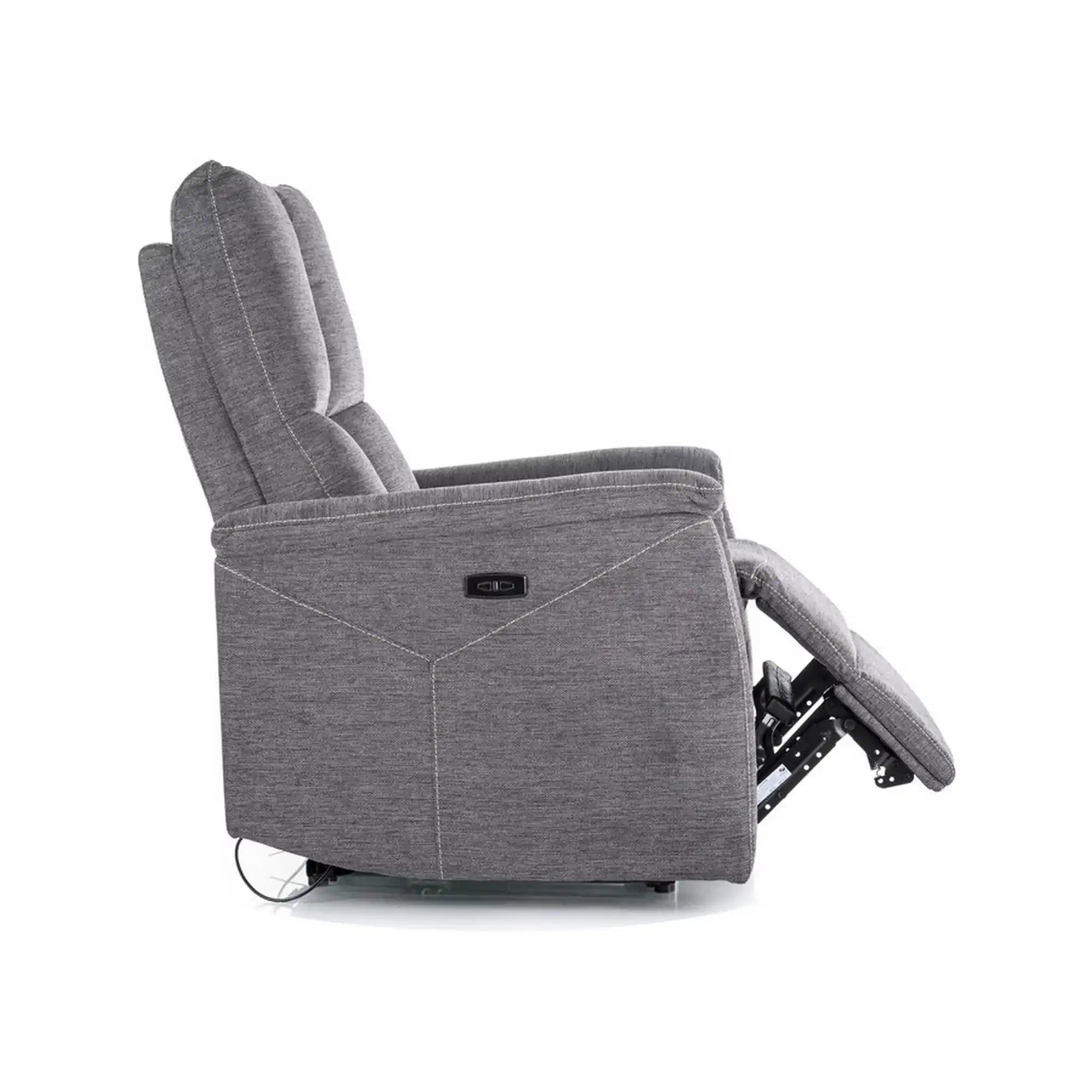 Fotoliu recliner NEPTUN, gri inchis, stofa clasica/metal, 76x94/160x96 cm