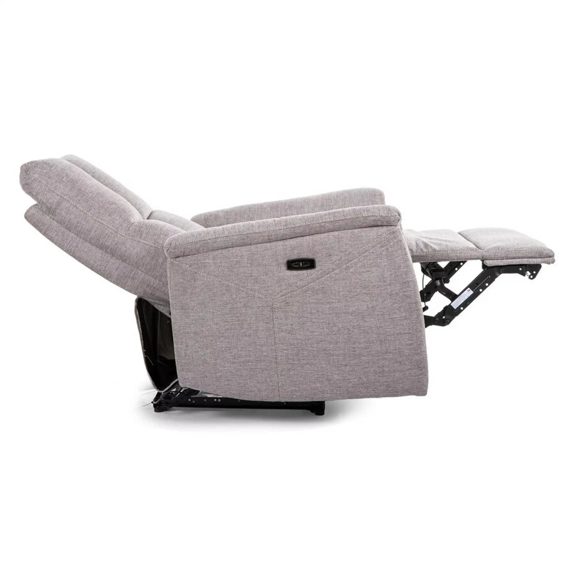 Fotoliu recliner NEPTUN, gri deschis, stofa clasica/metal, 76x94/160x96 cm