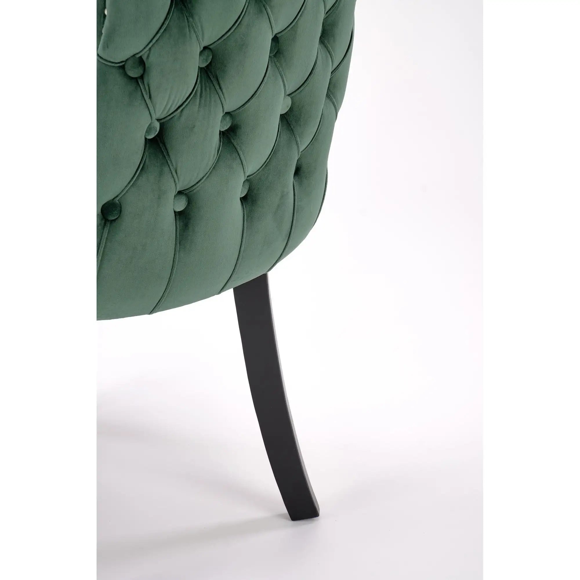 Scaun ALDA, verde inchis/negru, stofa catifelata/lemn, 50x62x95 cm