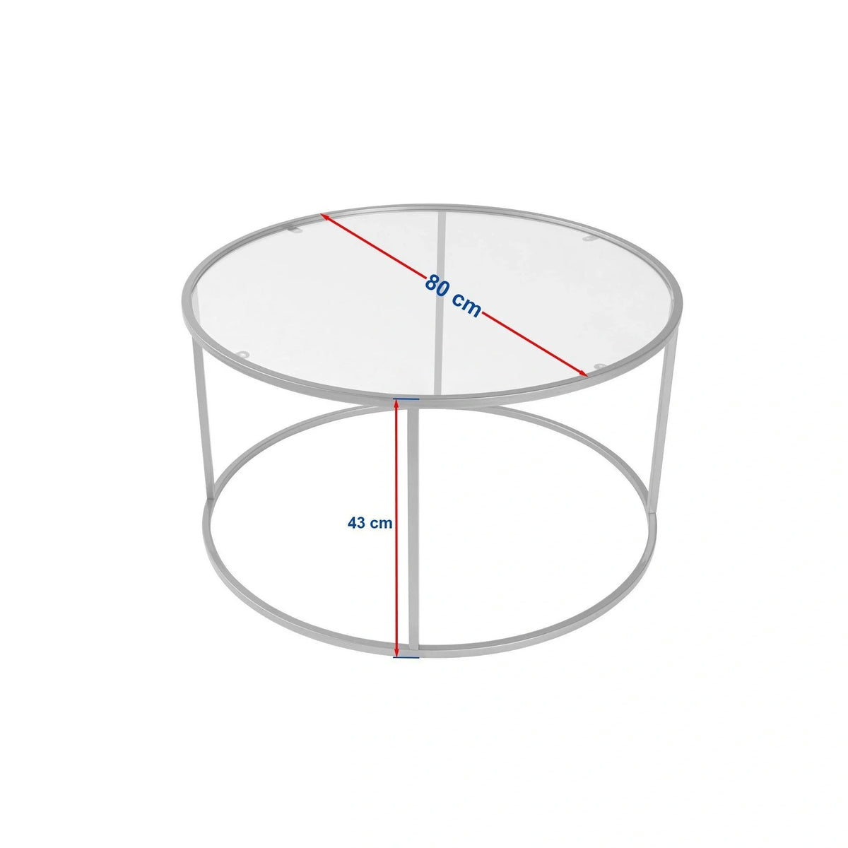 Masuta cafea AURUM, negru, sticla/metal, 80x80x43 cm