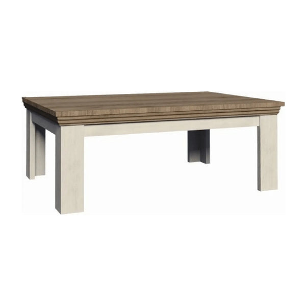 Masuta de cafea ROYAL LN2, pin nordic/stejar salbatic, PAL melaminat/plinte decorative, 125x65x50 cm