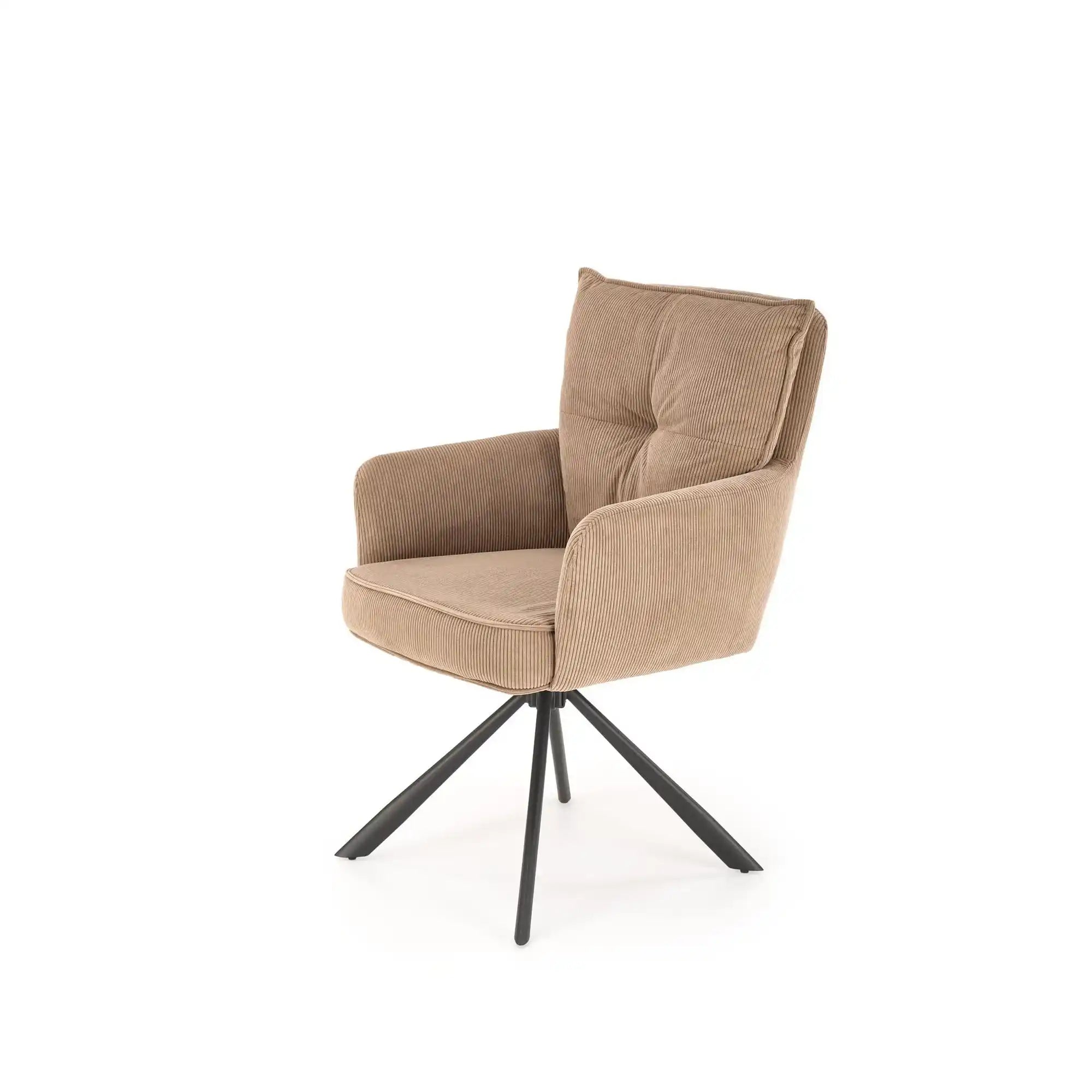 Scaun rotativ K528, cappucino/negru, stofa catifelata/metal, 60x67x90 cm