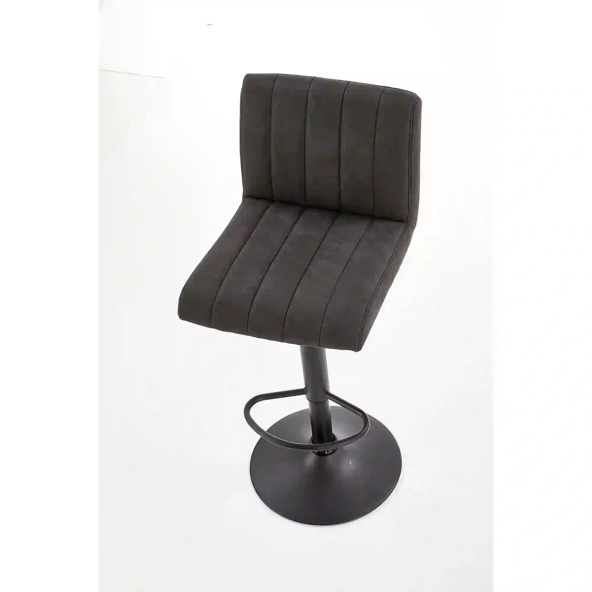Scaun bar H89, gri inchis, piele ecologica/otel, 41x48x88/108 cm