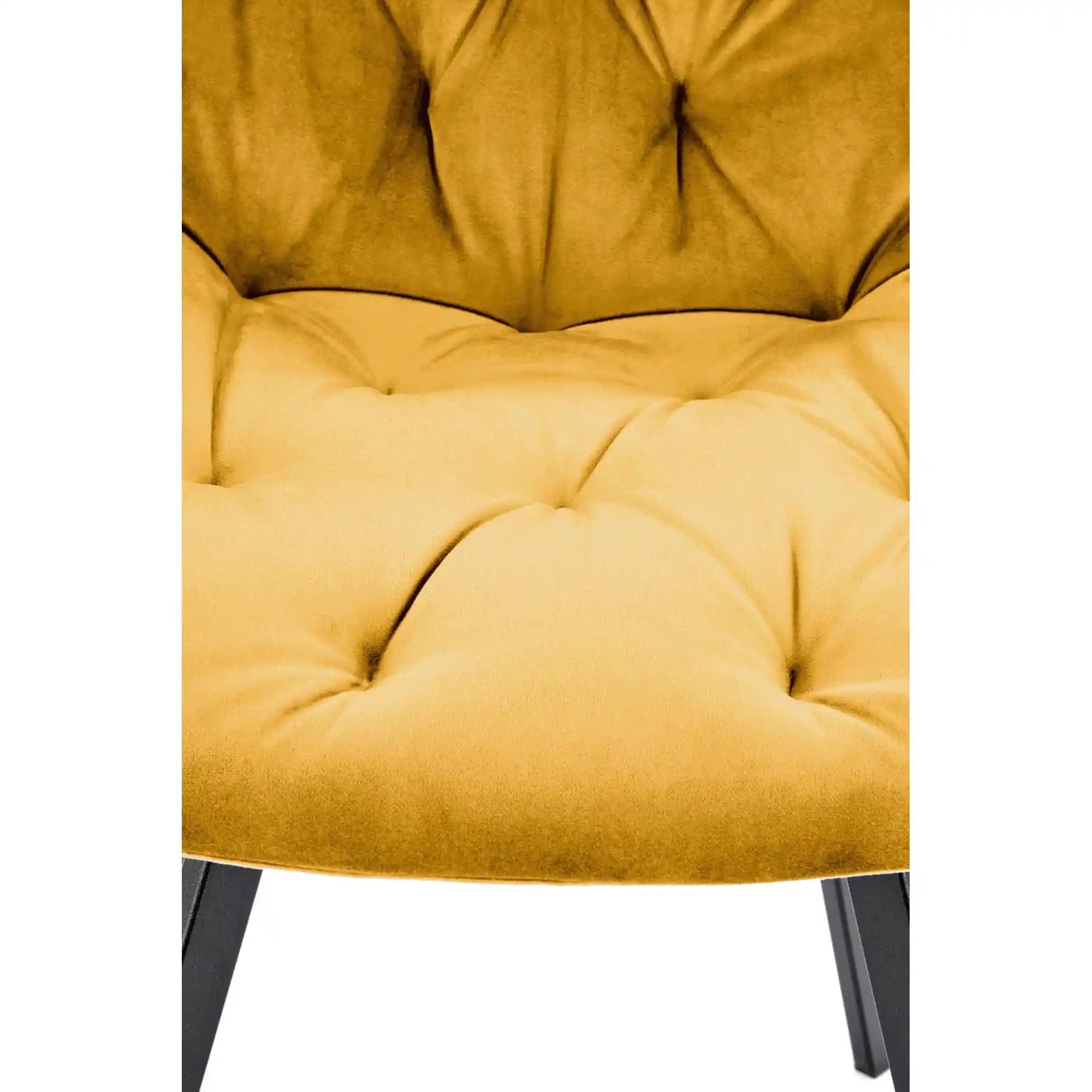 Scaun rotativ K519, galben/negru, stofa catifelata/metal, 54x63x86 cm
