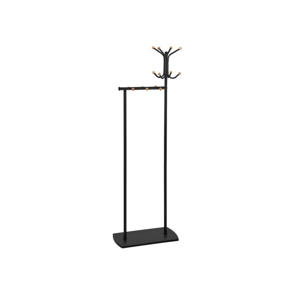 Cuier pom SIMON, negru/fag, metal/lemn, 60x30x177 cm