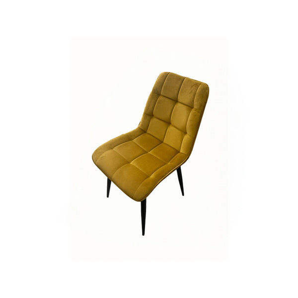 Scaun CHIC, galben curry/negru stofa catifelata/metal, 50x43x88 cm