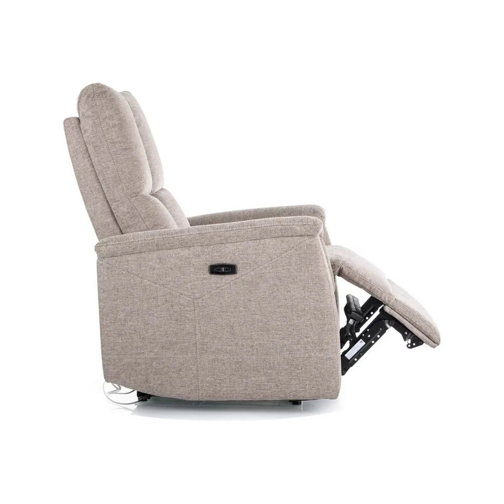 Fotoliu recliner NEPTUN, bej, stofa clasica/metal, 76x94/160x96 cm