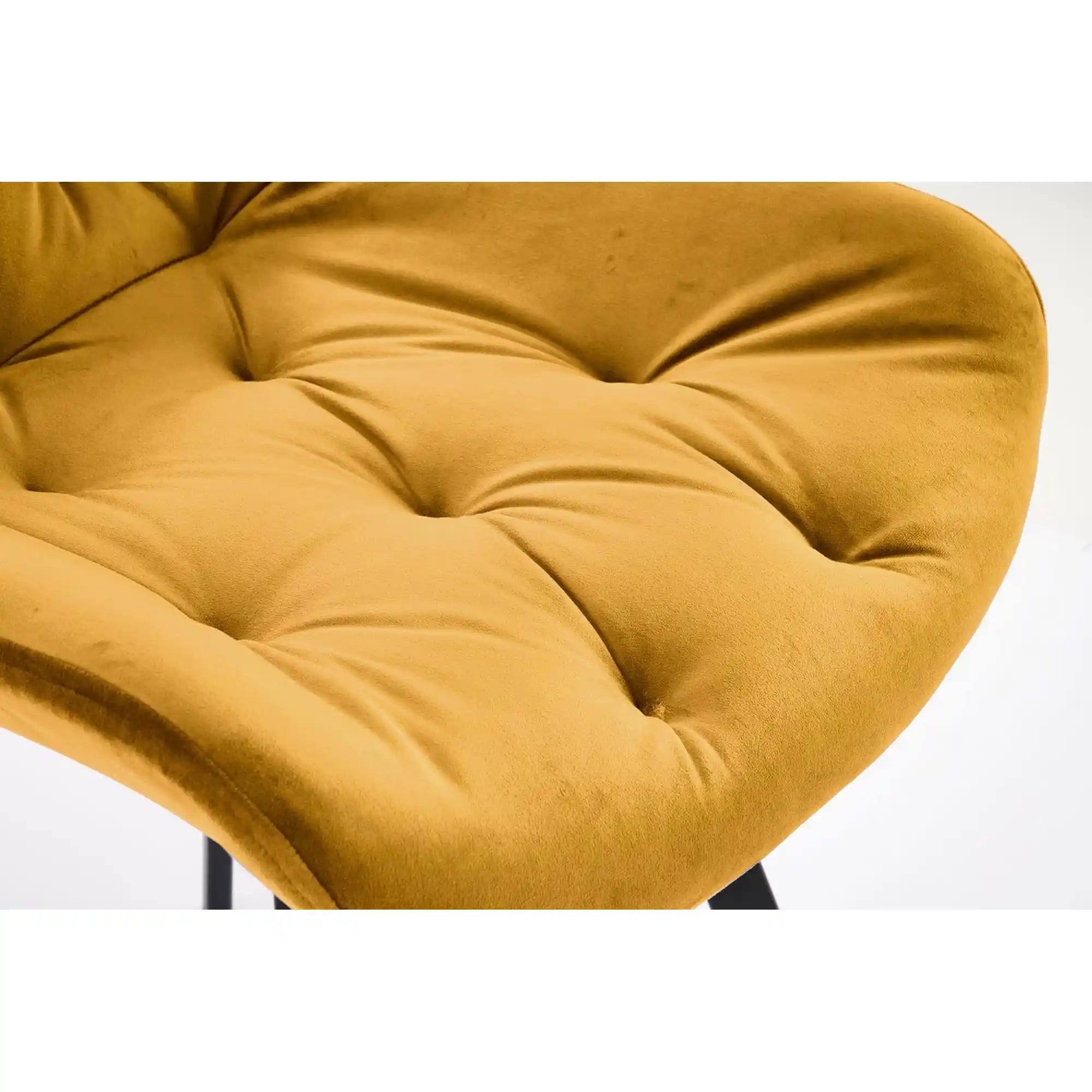 Scaun rotativ K519, galben/negru, stofa catifelata/metal, 54x63x86 cm