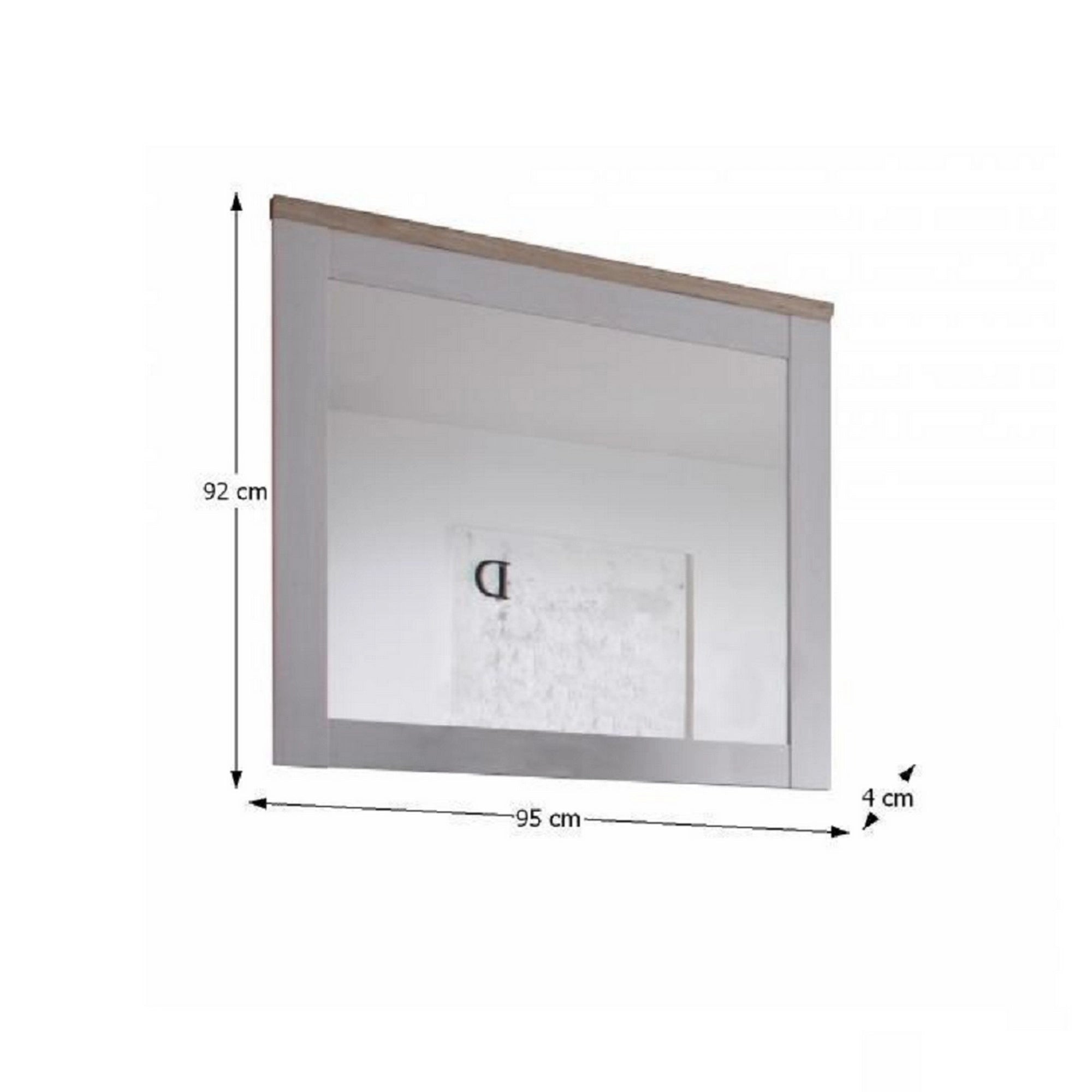 Oglinda PROVENSAL, stejar San Remo/alb, PAL infoliat, 95x4x92 cm