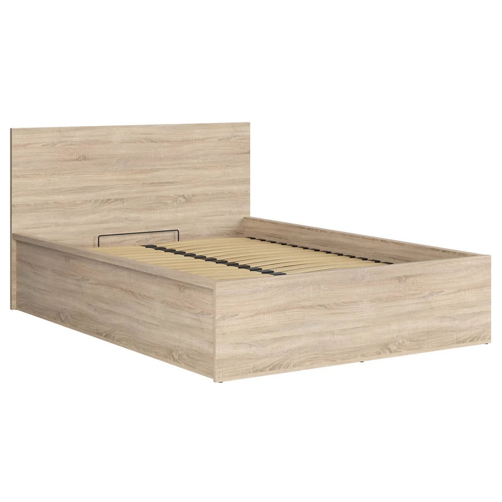Pat TETRIX 140x200, stejar sonoma, PAL, cu somiera si spatiu depozitare