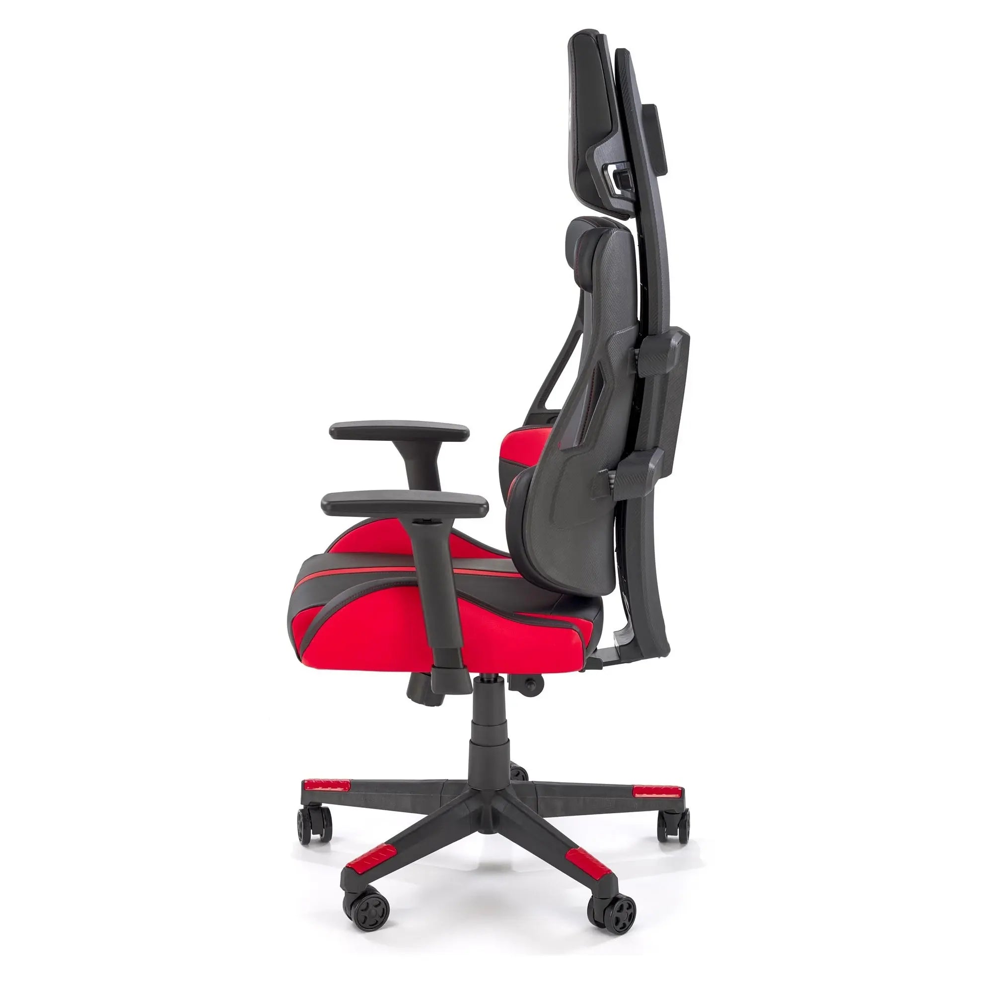 Scaun gaming NITRO, negru/rosu, piele ecologica/material textil, 66x68x130/137 cm