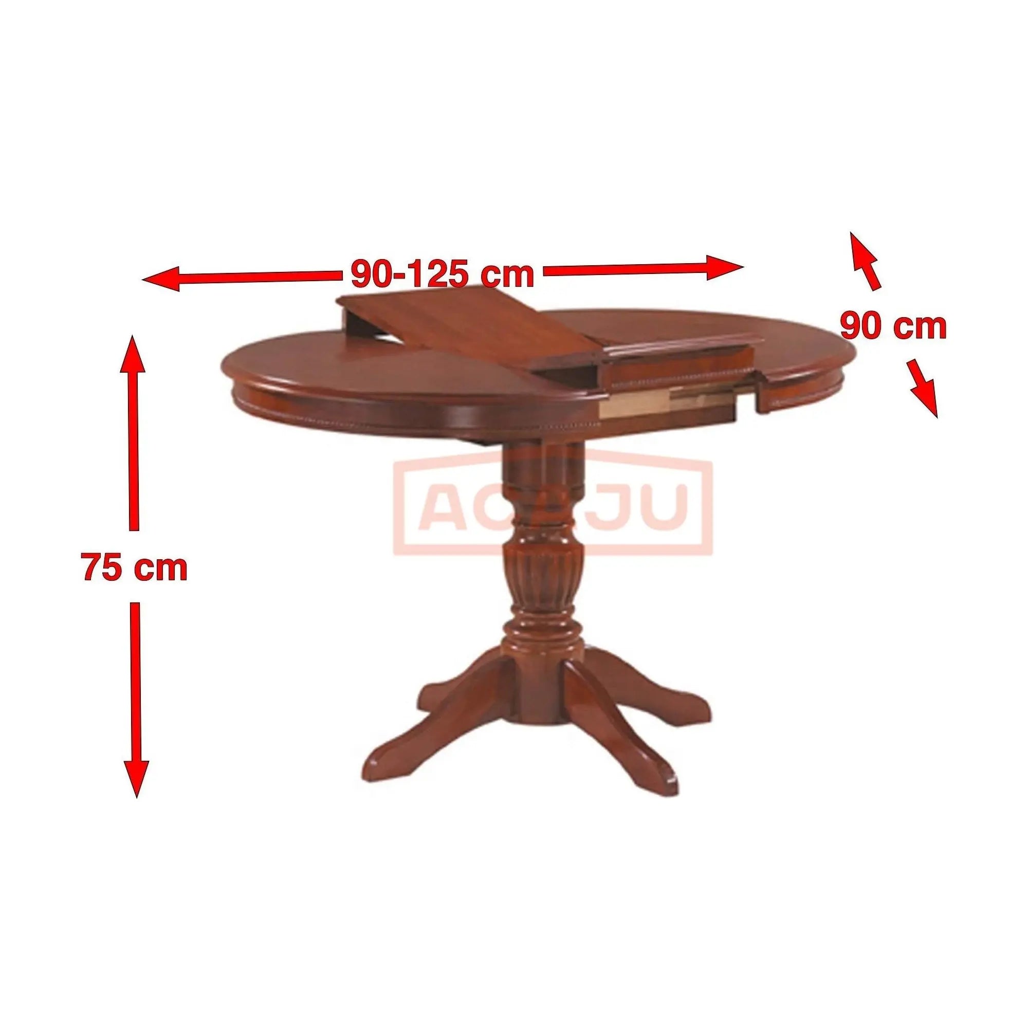 Masa extensibila din lemn Margo, nuc inchis, 90/125X90X75