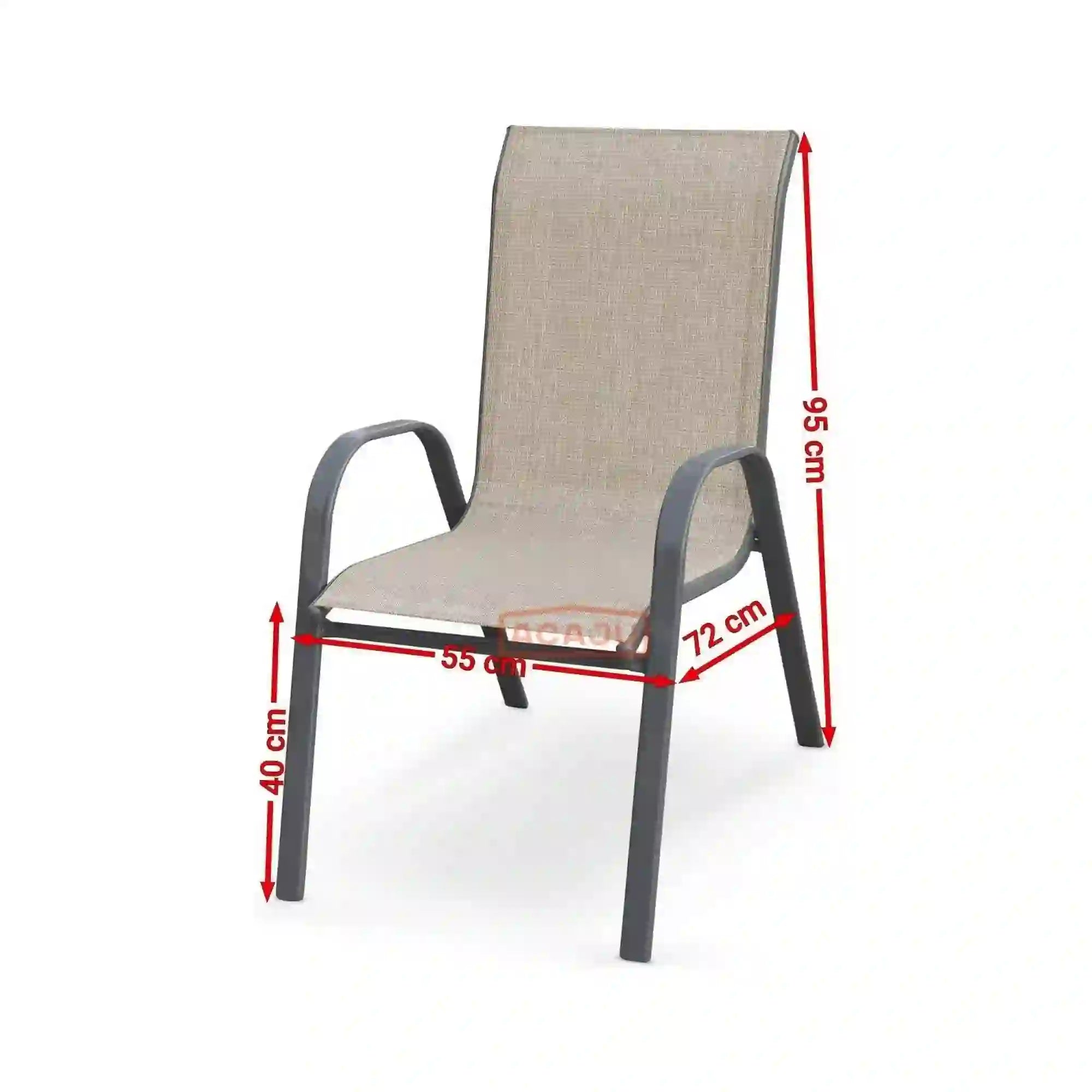 Scaun de gradina MOSLER, gri, plasa/otel, 55x72x95x40 cm